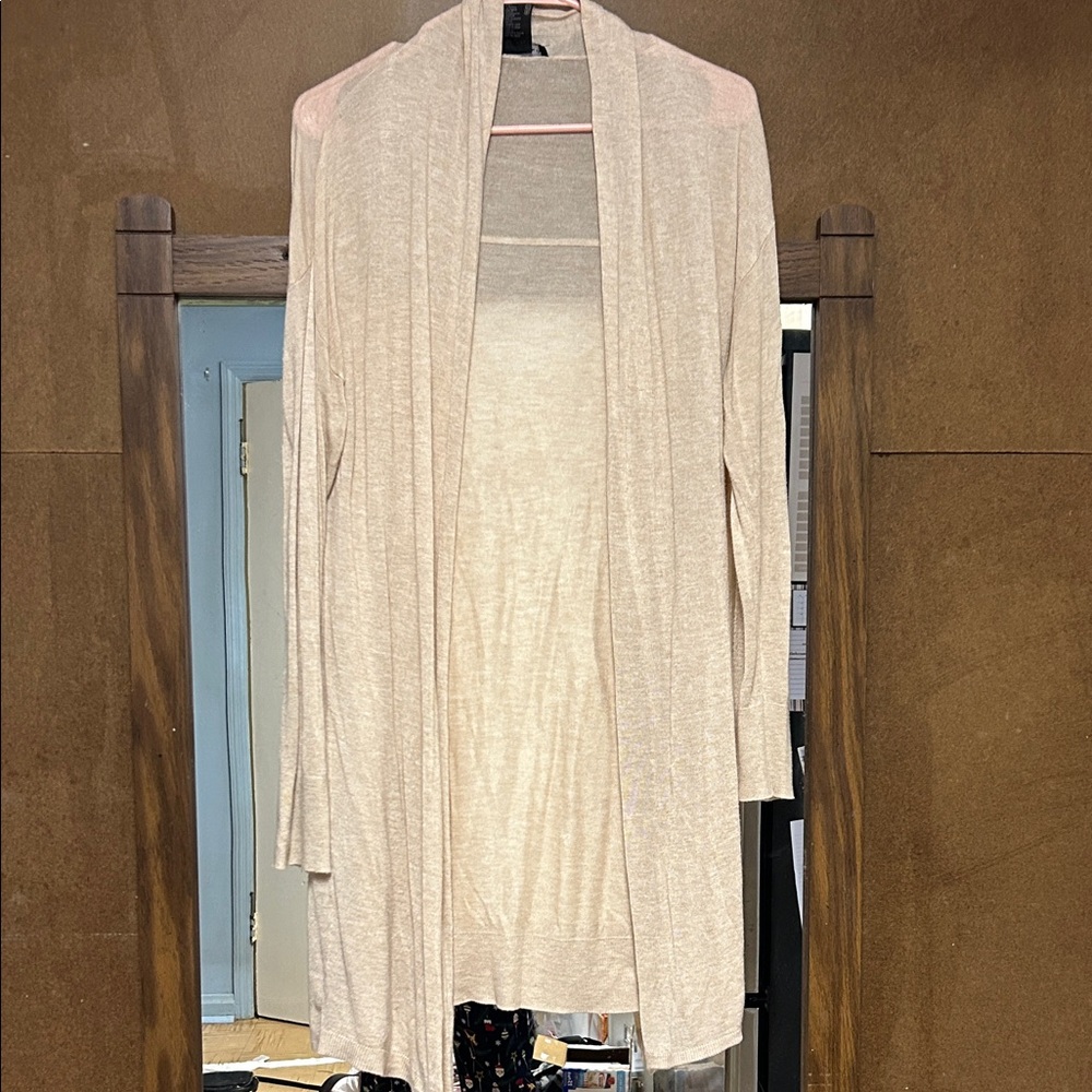 Women's Cream Open Front Sheer Cardigan
